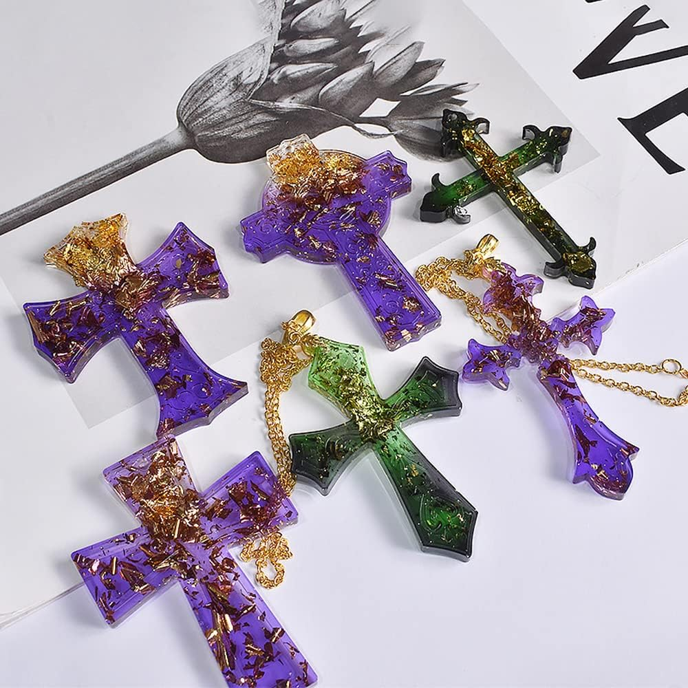Weenkeey Cross Resin Molds Cross Keychain Molds Cross Pendant Epoxy Silicone Molds Charm Casting Mold for DIY Crafts Jewelry Earrings Pendant Keychain image number 2