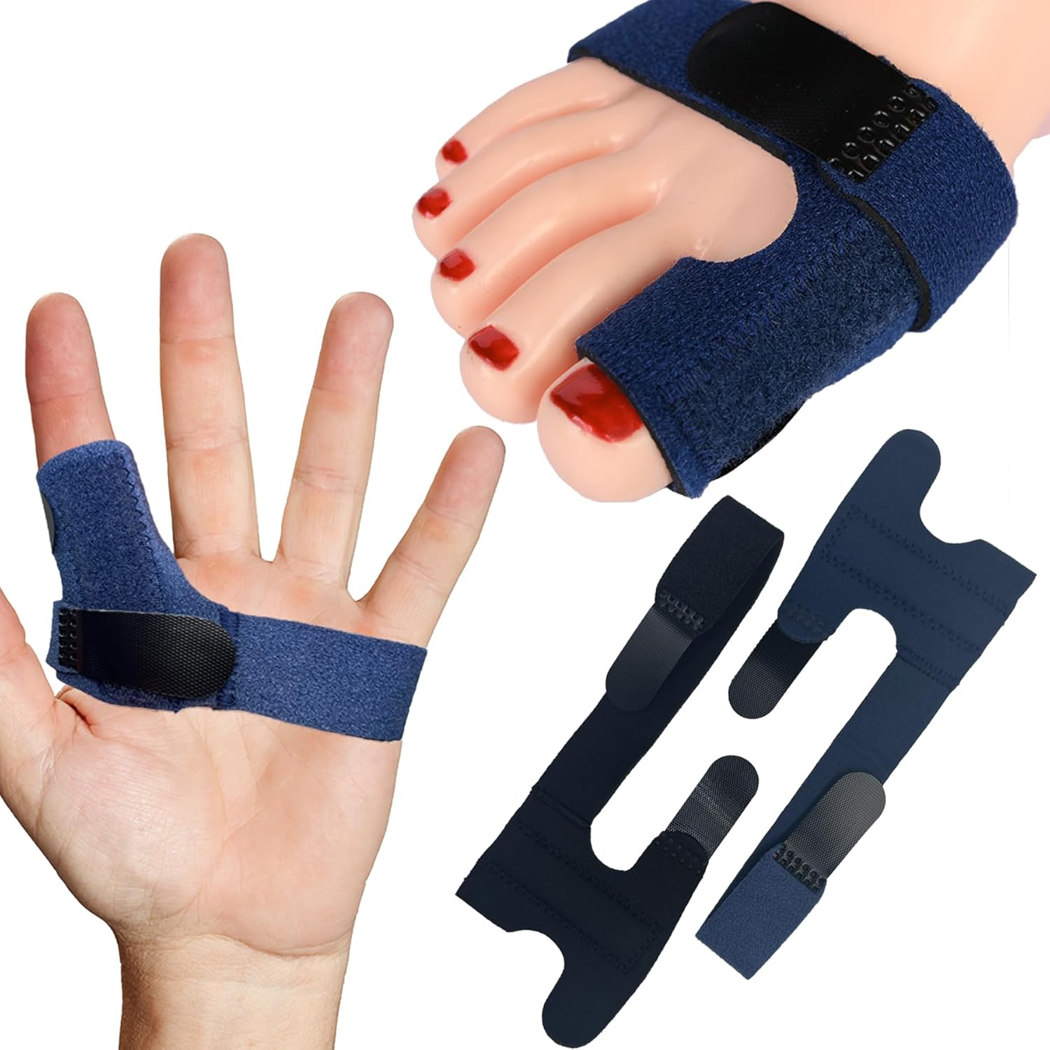 2Pcs Universal Finger&Toe Brace(Fit All Digitus), Trigger Finger Splint for Index Middle Ring Pinky Finger Arthritis Pain, Broken Mallet Finger Stabilizer Knuckle Immobilizer Wrap for Toe Ectropion image number 1