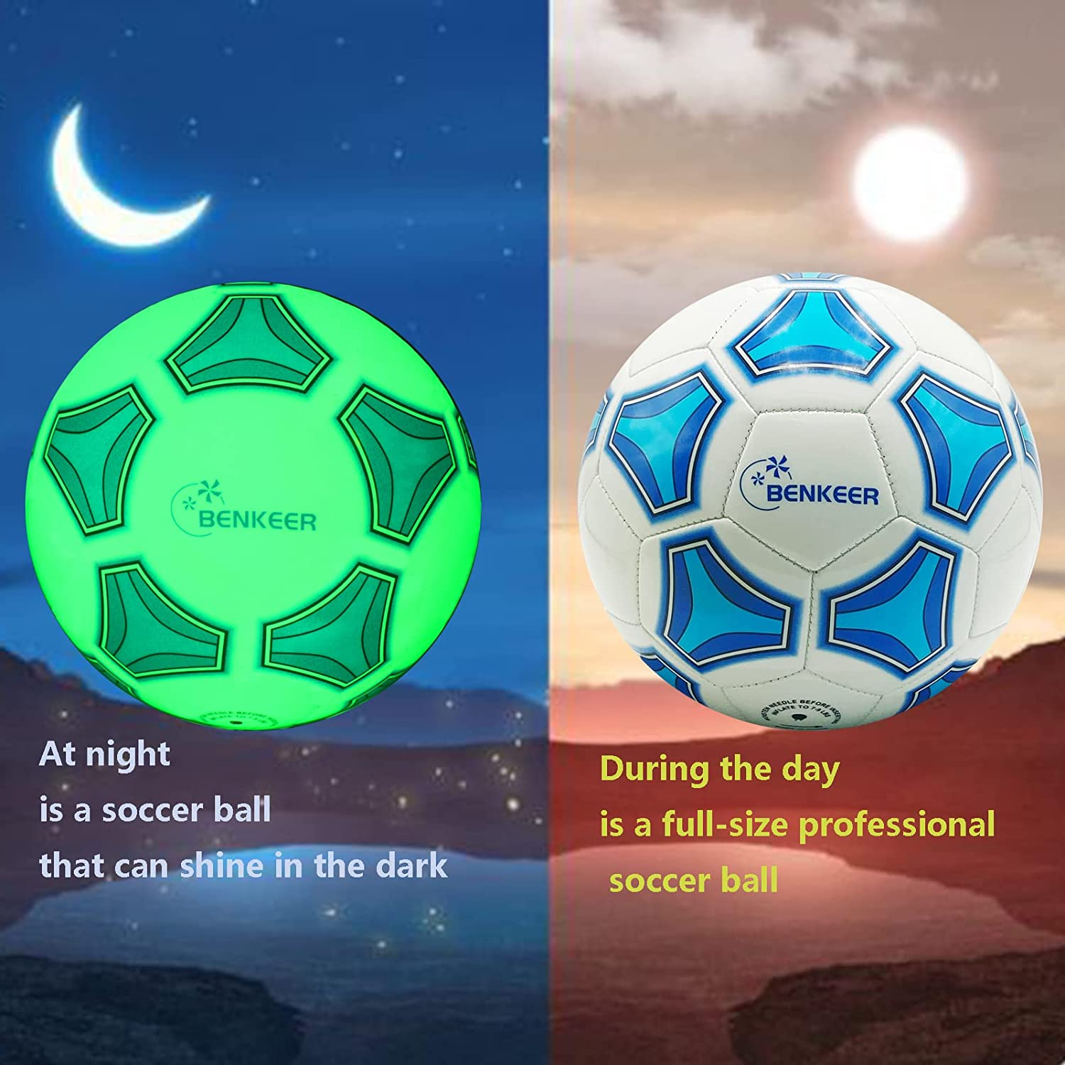 Glow in the Dark Soccer Balls -Size 4, Size 5 Soccer Gifts for Boys Youth and Adult - Traditional Soccer Balls image number 2