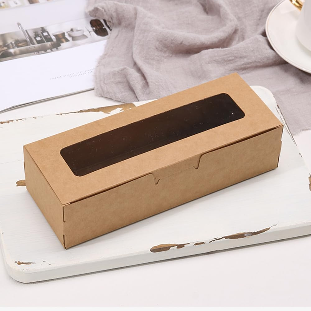 Macaron Boxes with Window Macaron Gift Box,10Pcs Macaron Boxes Macaron Gift Box,Small Macaron Container,Macaron Packaging Box Macaron Gift Giving Boxes,Macaron Gift Boxes Macaron Container Boxes,White - Brown image number 4