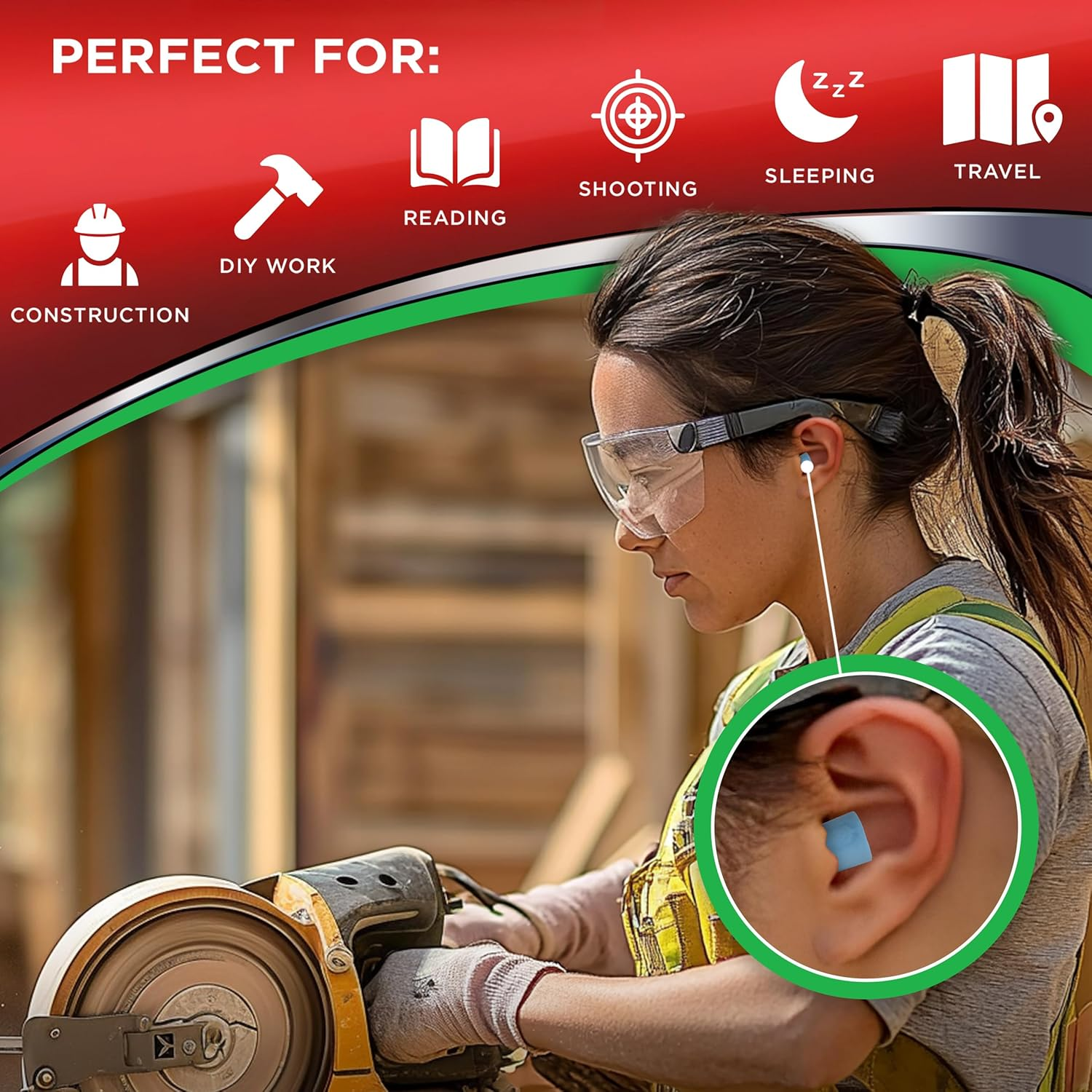 HEAROS XTREME Foam Earplugs, 32Db NRR Ear Plugs, 100 Pairs, Foam Ear Plugs Noise Reduction & Hearing Protection for Sleeping, Snoring, Working, Shooting, Travel, Concerts image number 6