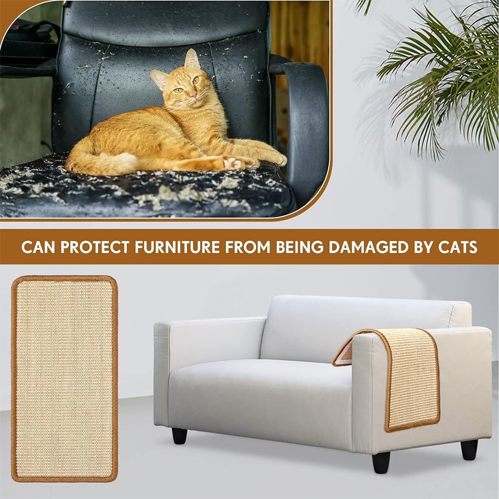 GIGIIS Pack of 2 Cat Scratching Mat, 50 X 25 Cm, Cat Scratching Mat, Self-Adhesive Scratching Mat, Cat Sisal Scratching Board, Wall Cat for Protects Furniture, Sofa, Door image number 4