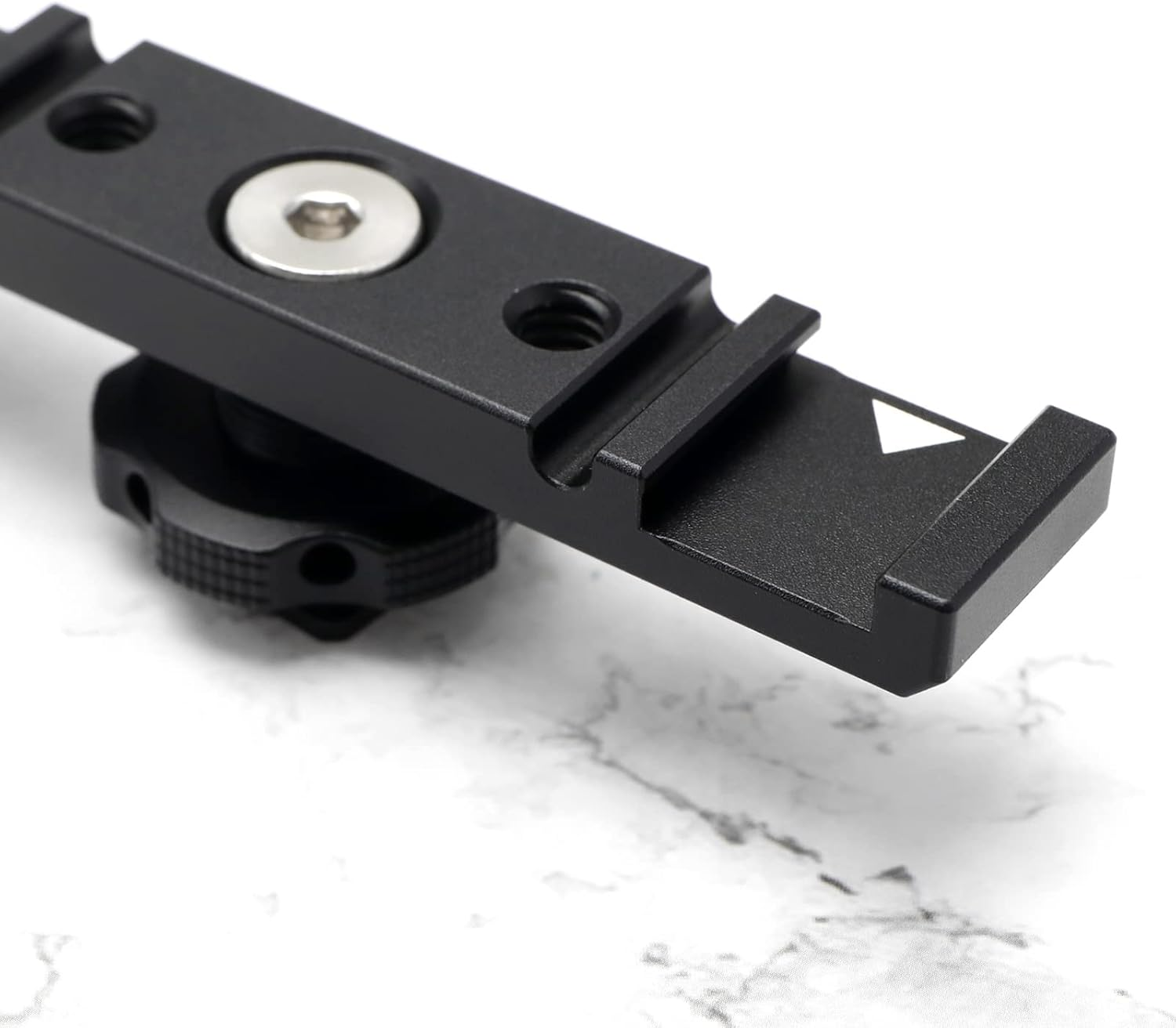 VGOL Hot Shoe Adapter Camera Dual Cold Shoe Mount Bracket Aluminum Alloy Hot Shoe Extension Bar for Microphone Flash LED Lights Monitors 1/4" Thread Hole image number 3