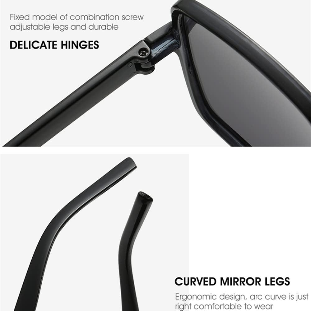 Square Oversized Sunglasses Women Big Frame Sun Glasses Female Mirror Gradient Hip Hop Shades - C1 Black-Gray image number 7
