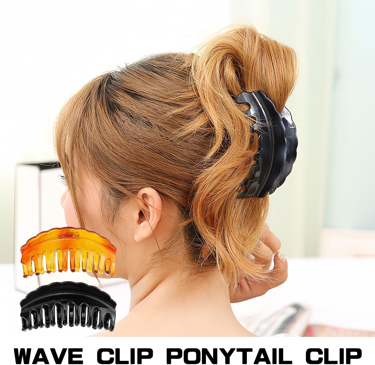 LNQ LUNIQI Women'S Hair Clip Set, 2 Pieces Plastic Hair Clips, Large Claw Hair Clips, Thick Hair for Women and Girls (1 Light Black + 1 Brown) image number 1