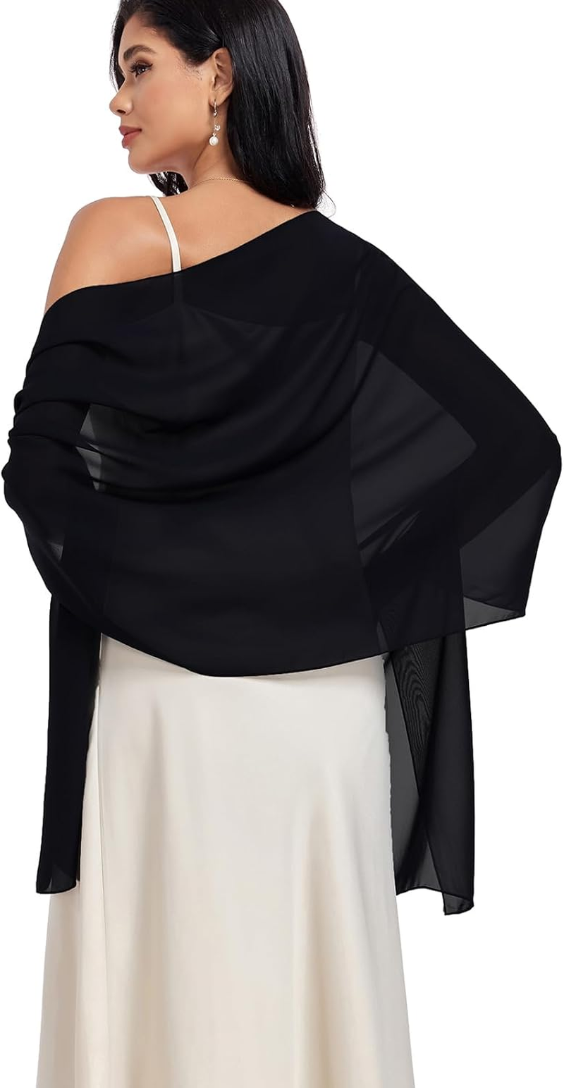 Shawls and Wraps Soft Chiffon Scarve Scarf for Evening Party Dresses Wedding Stole, Champagne1, One Size image number 6