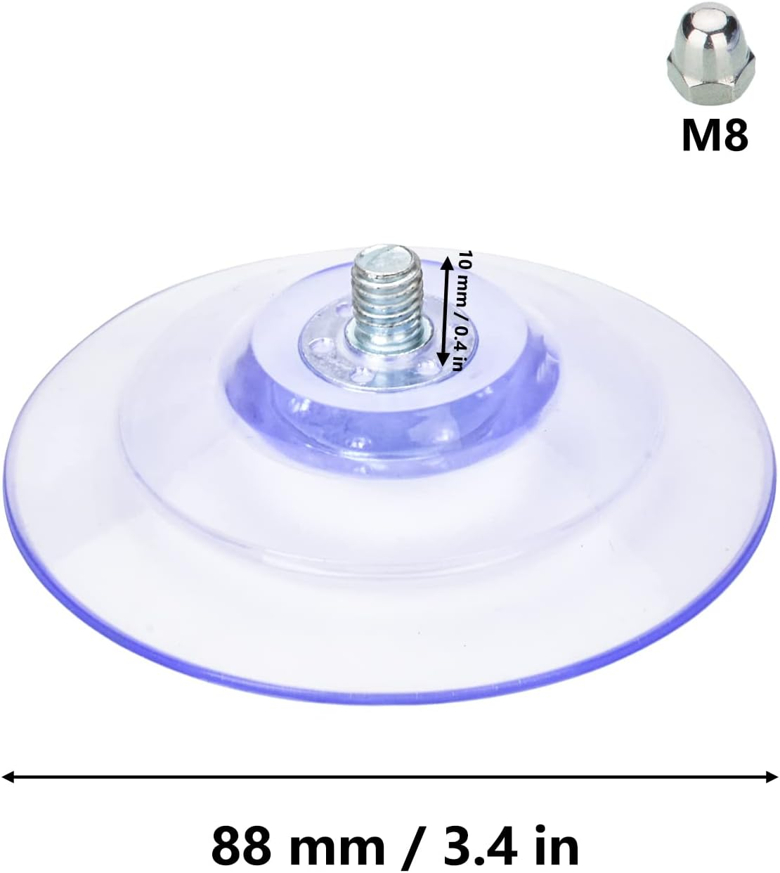 Accencyc Large Suction Cup with Screws 85Mm/ 3.4" Plastic Suction Pads 4 Pack Clear PVC Sucker Pads with M8 Screw Nut Extra Strong Adhesive Glass Suction Holder