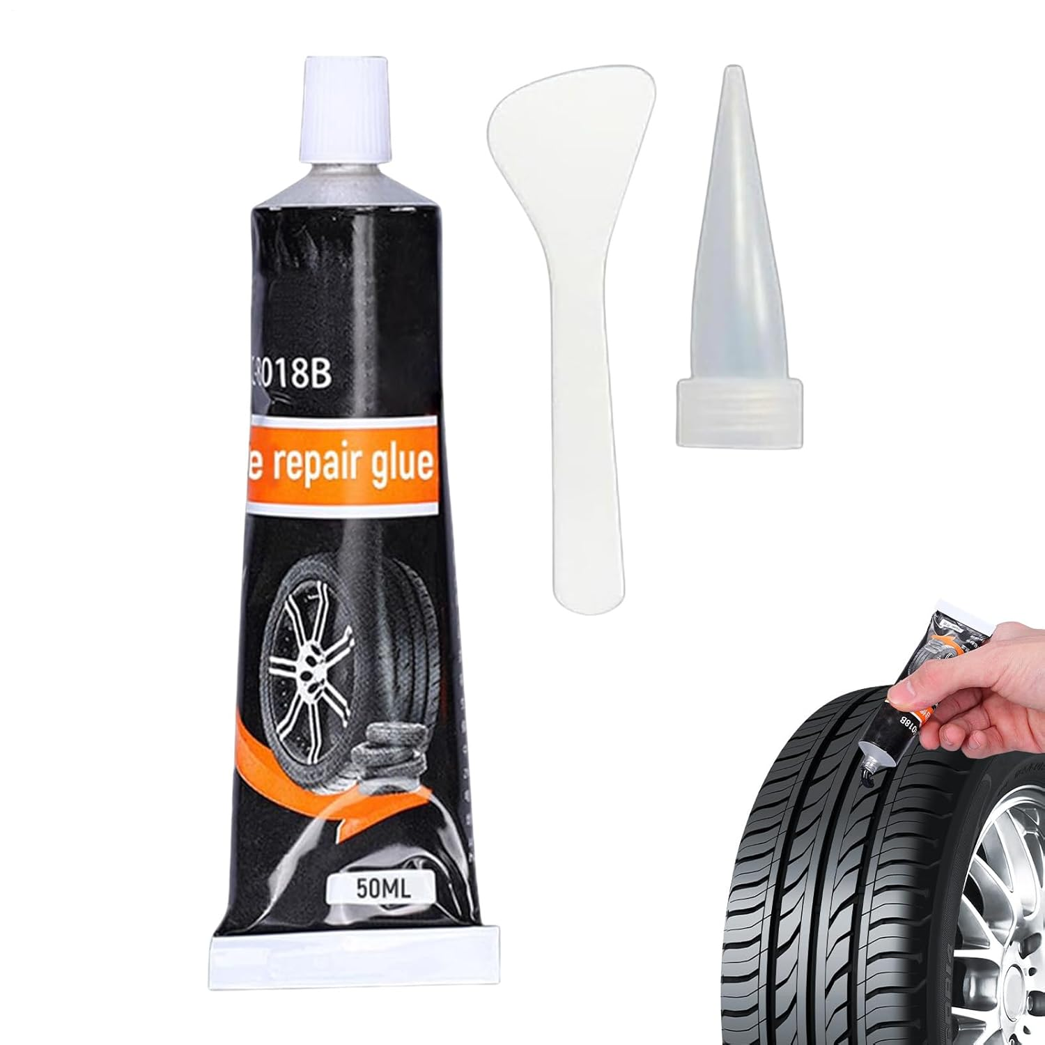 Waterproof & High Temperature Resistant Tire Repair Glue, 50Ml Ti Re Sidewall Re Pair Kit Rubber Cement Tyre Restore, Tyre Gum Restor Motorcycle, Tyre Puncture Maintain for Car, Truck, Tractor, Mower