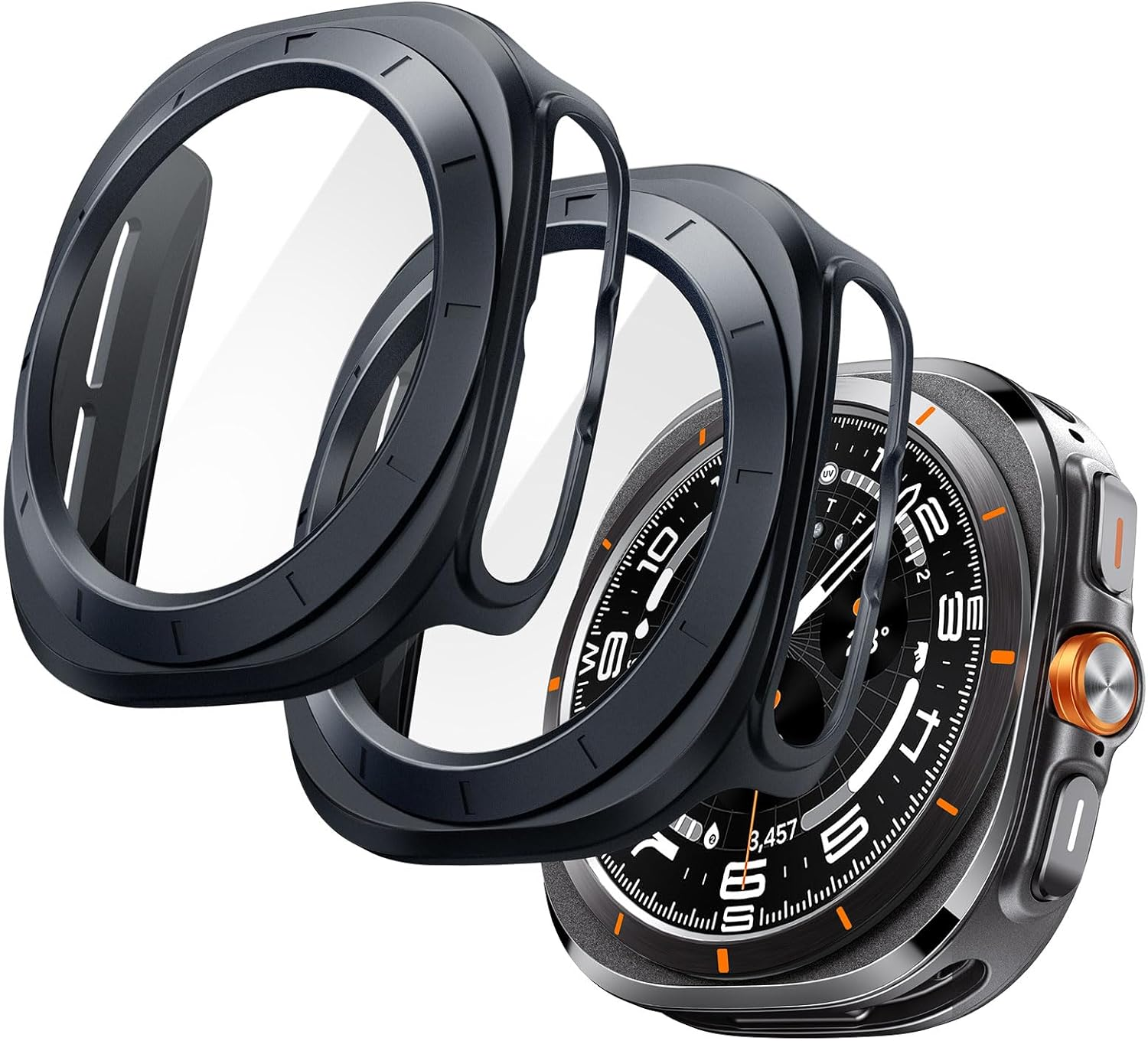 Jetech Case with Screen Protector for Samsung Galaxy Watch Ultra 47Mm, Overall Protective Cover, Built-In Tempered Glass Film High Sensitivity, 2 Pack (Titanium Gray) image number 5