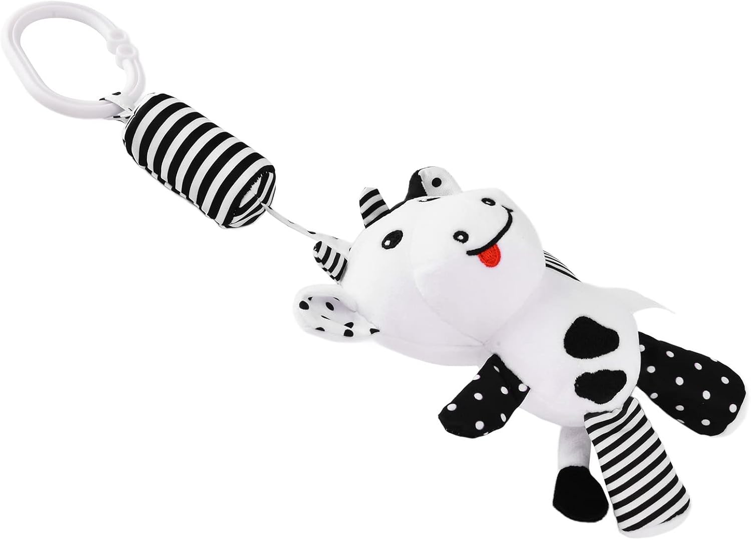 Baby Hanging Rattle Toys, Baby Car Plush Hangingtoys Stuffed for Infants Car Bed Crib(Black and White Striped Calf Pendant) image number 2