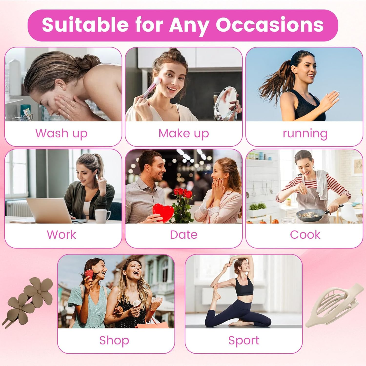 FOLAI 12 Pcs Hair Clips Set Hair Clips Strong Hold for Daily Use Office image number 4