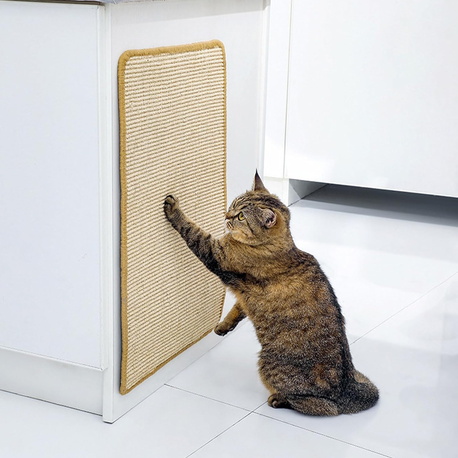 Cat Scratcher Mat, Natural Sisal Cat Scratch Mats, Horizontal Cat Floor Scratching Pad Rug, Protect Carpets and Sofas (Nature Rectangle 40X60Cm) image number 2