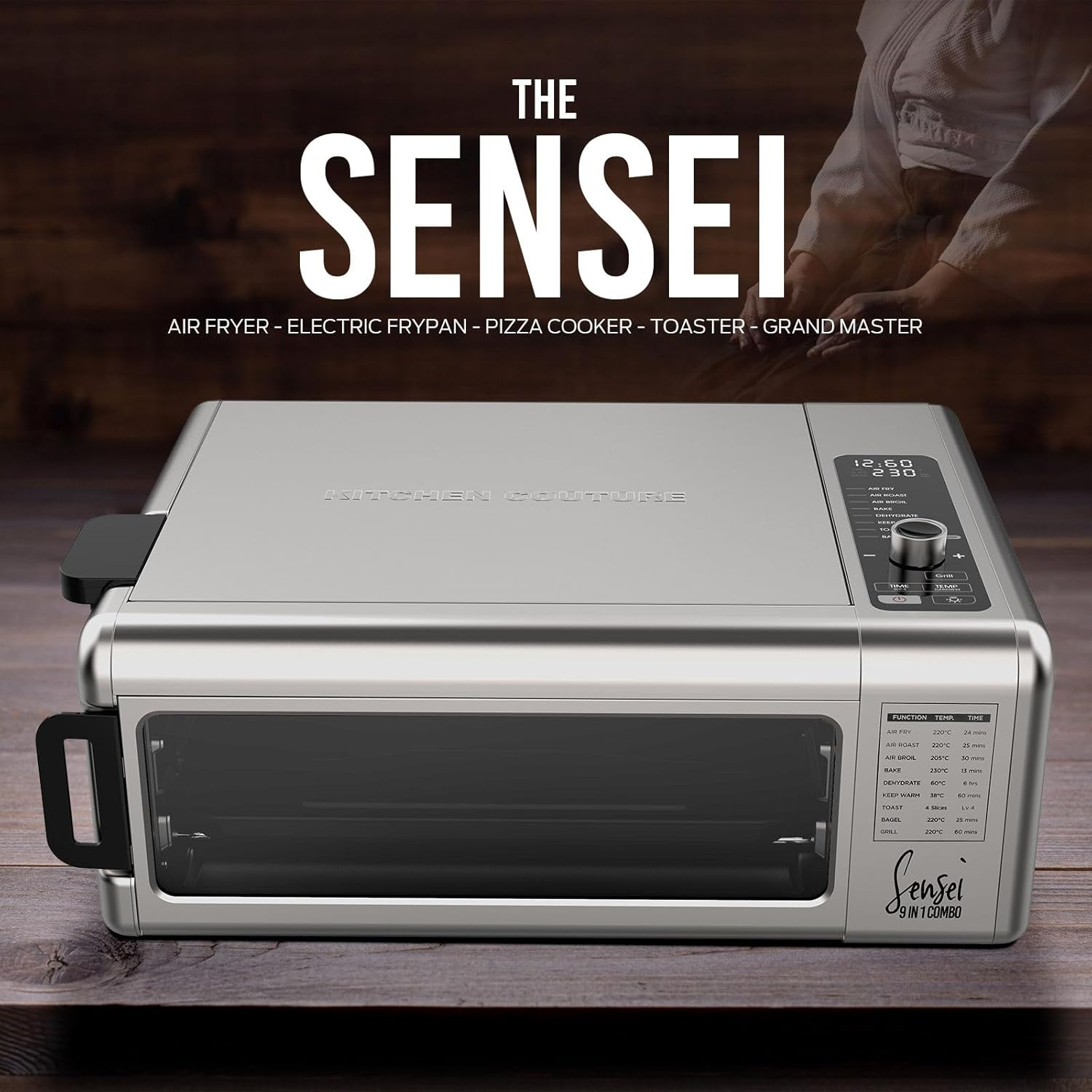 Kitchen Couture 9-In-1 Sensei Digital Air Fryer Oven and Grill 17 Litre with Pizza Stone Stainless Steel image number 3