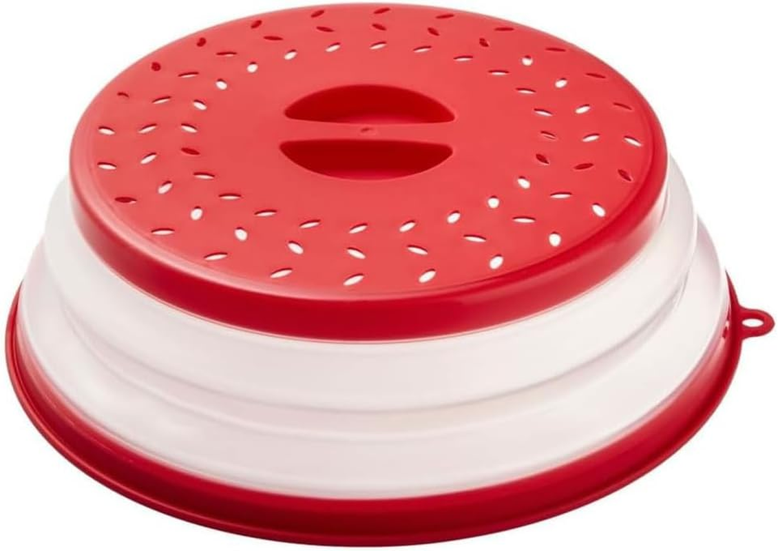 2-In-1 Microwave Splash Cover, Ventilated Folding Food Microwave Cover,Kitchen Filter Pot, Suitable for Dining in the Kitchen and Outdoors (Red) image number 2