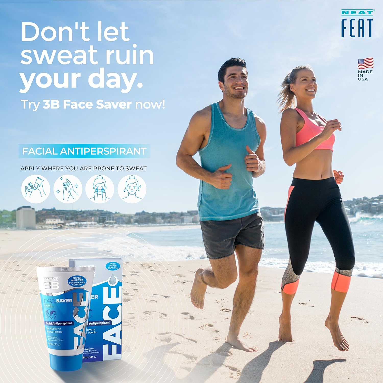 Neat Feat 3B Face Saver Antiperspirant Gel for Facial Perspiration and Shine, 1.76 Fluid Ounces image number 1