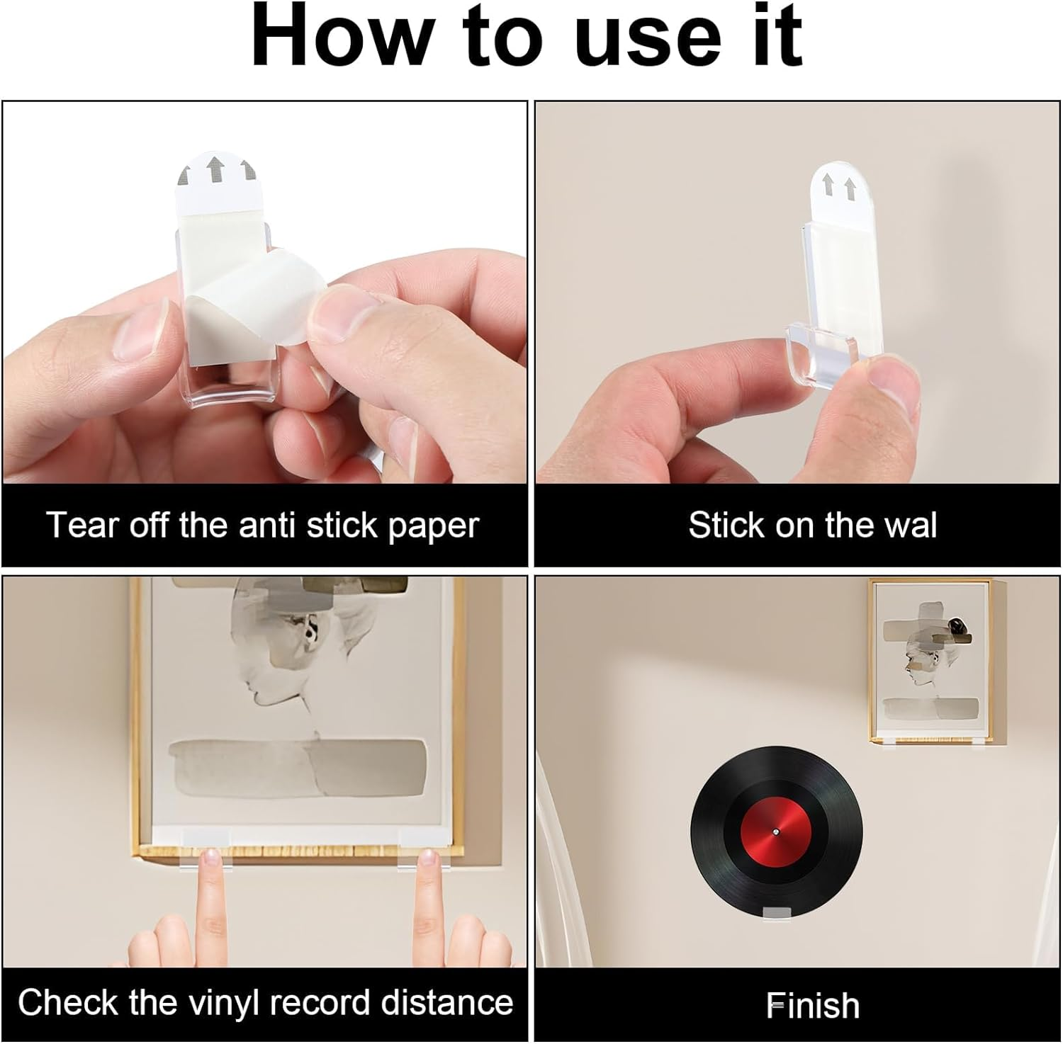 XICEN Vinyl Record Shelf Wall Mount, 12 PCS Clear Acrylic Album Record Holder Display, Kids Bookshelf, Floating Wall Shelves for Bathroom, Bedroom, Living Room, Kitchen - Clear image number 5