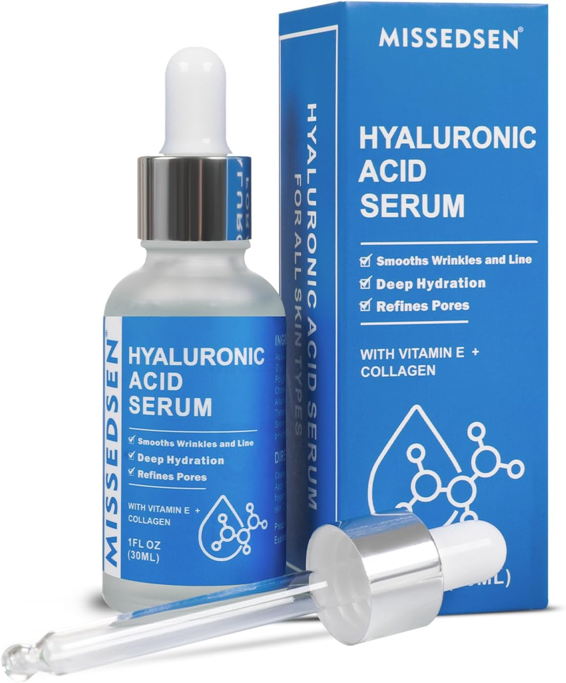 Hyaluronic Acid Serum with Collagen Vitamin E Oil for Skin Care, Hydrating, Brightening Serum for Face anti Aging for All Skin Types Daily Use 30Ml image number 6