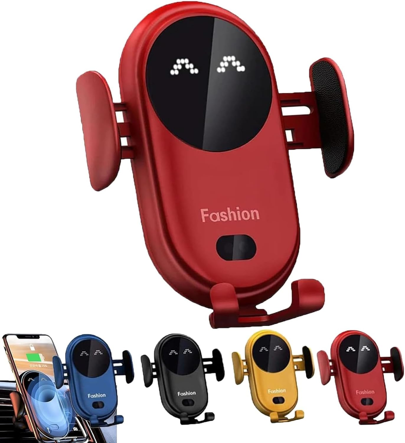 Carroll Fashion Phone Holder, Carollfashion Smart Car Wireless Charger Phone Holder, Carollfashion Cellphone Holder Charger, Smart Wireless Auto-Sensing Car Phone Holder Charger (Color : Blue)