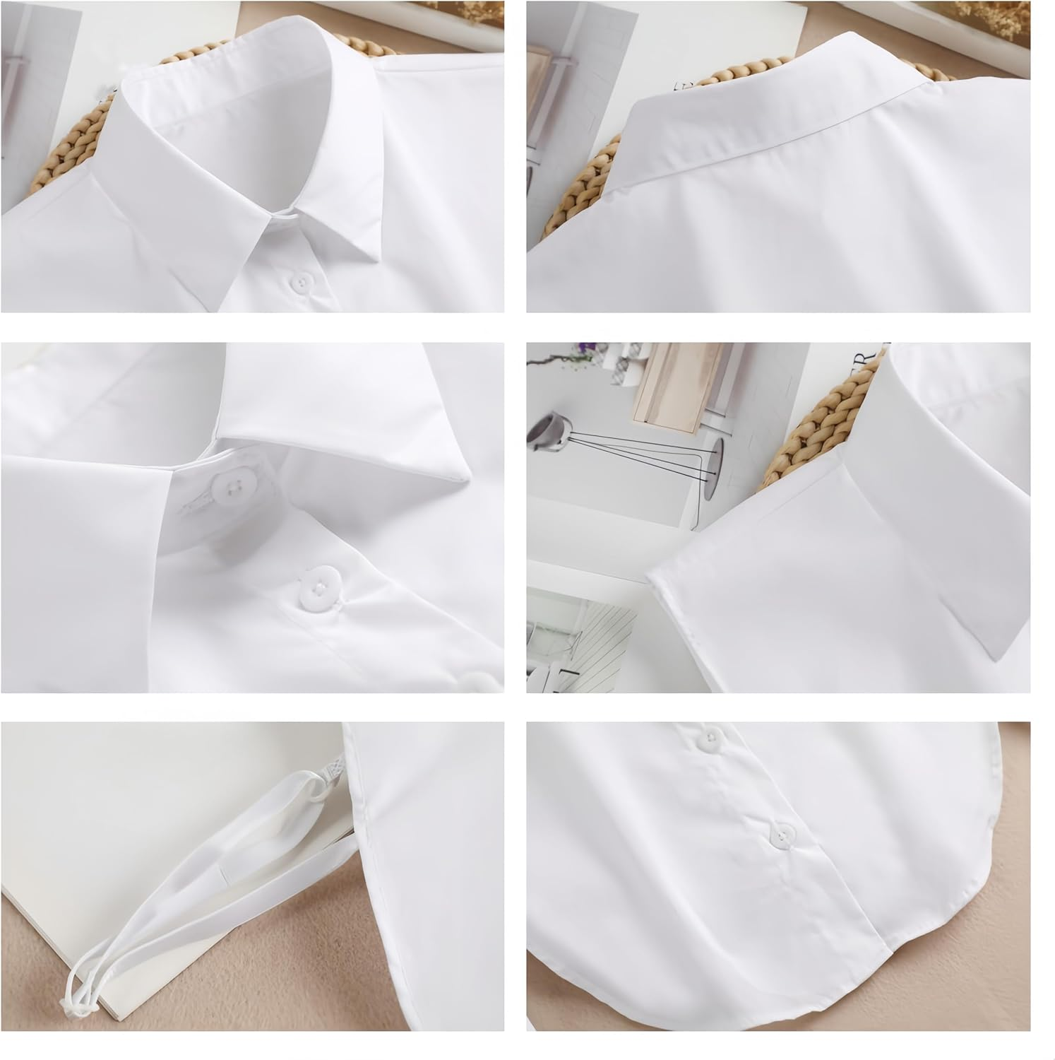 Aknebriax 3 Pieces Fake Detachable Square Collar,Half Shirts Collar Blouse False Collar Top for Women Girls Outfits(Black,Blue,White) image number 4