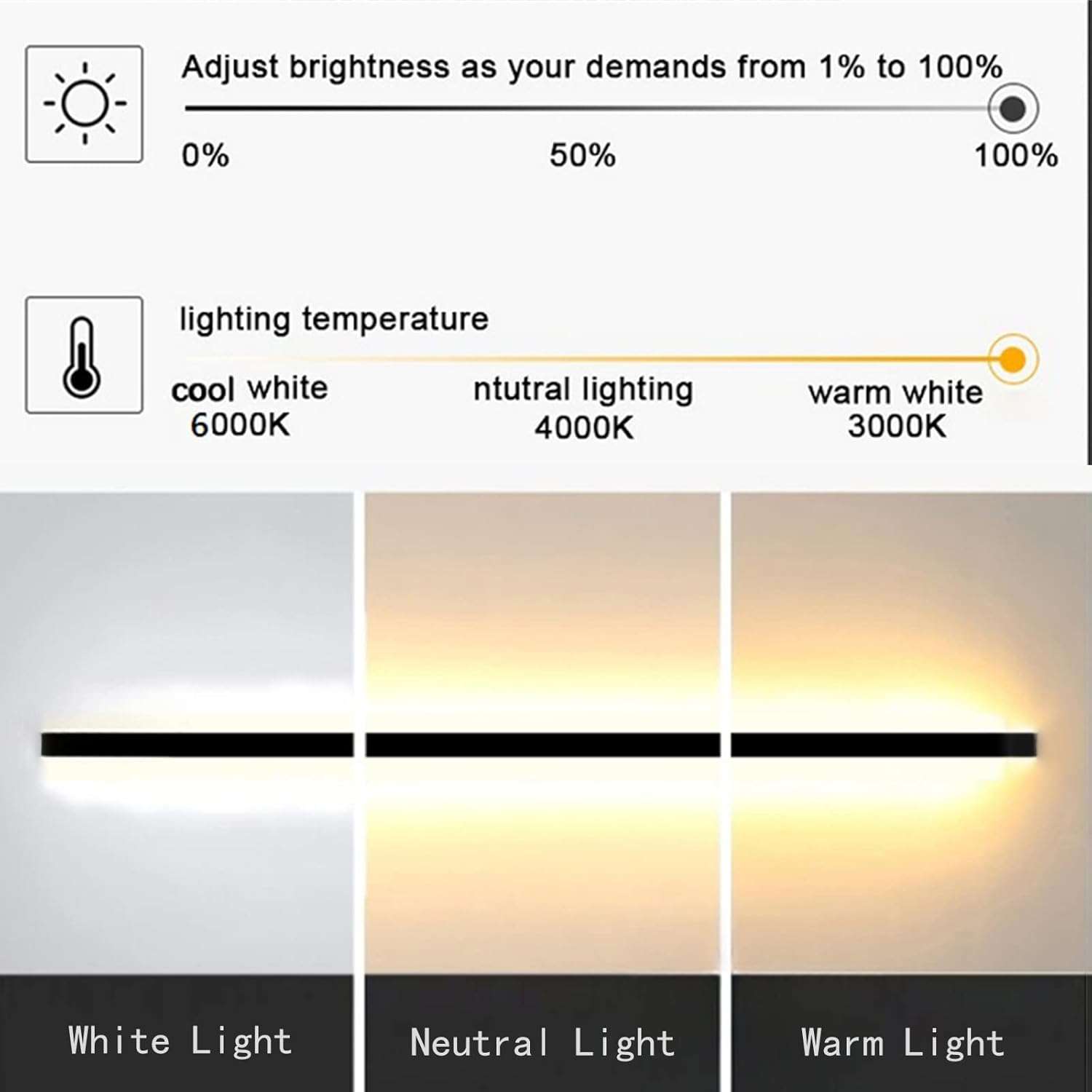 LED Outdoor Garden Wall Light Lamp Dimmable with Remote Control Wall Sconce Black outside Indoor Long Strips Lights IP65 Waterproof Exterior Bar Wall Lamp Fixture for Patio Hallway Garage (150Cm 78W) - 150Cm 78W image number 4