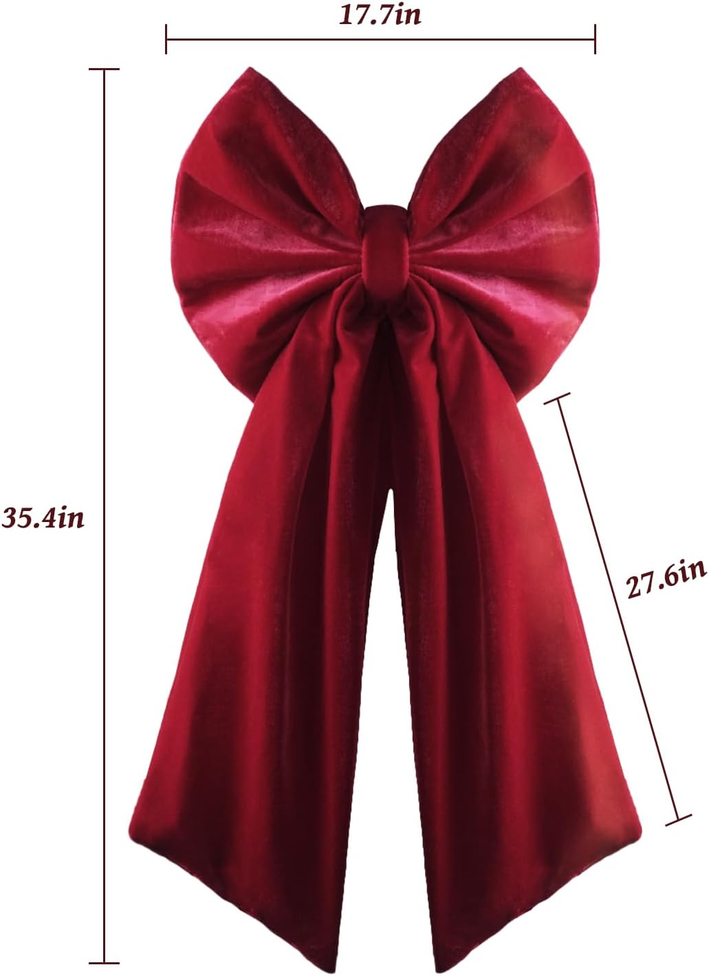 Christmas Decorations - Christmas Bows - 36X18 Inches Large Red Velvet Christmas Tree Topper - Burgundy Ribbon Gift Bows - Xmas Decor for Indoor Outdoor Home Wreaths Mantle Front Door Porch Wedding image number 4