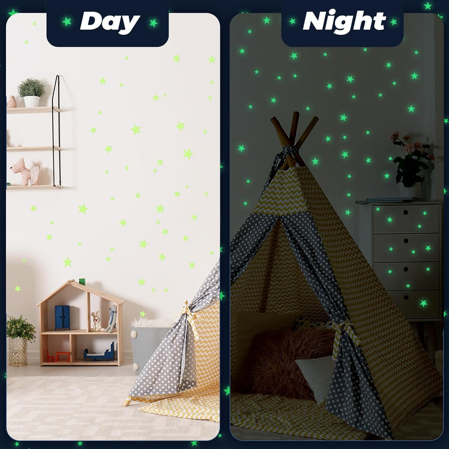 YIIFELL Glow in the Dark Stars Stickers for Ceiling, 514Pcs 3D Room Wall Decor Ceiling Stars Glow in the Dark Star Stickers Glow in the Dark Wall Decals for Kids Bedding Room or Party Birthday Gift image number 6