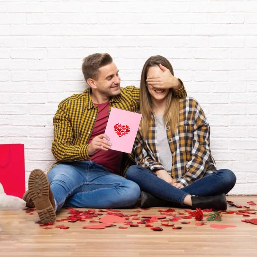 Pop up Greeting Wedding Card, 3D Anniversary Valentines Day Engagement Love Heart-Shaped Cherry Blossom Card Gifts with Blank Cards and Envelopes for Her Him Wife Husband Girlfriend Boyfriend image number 6