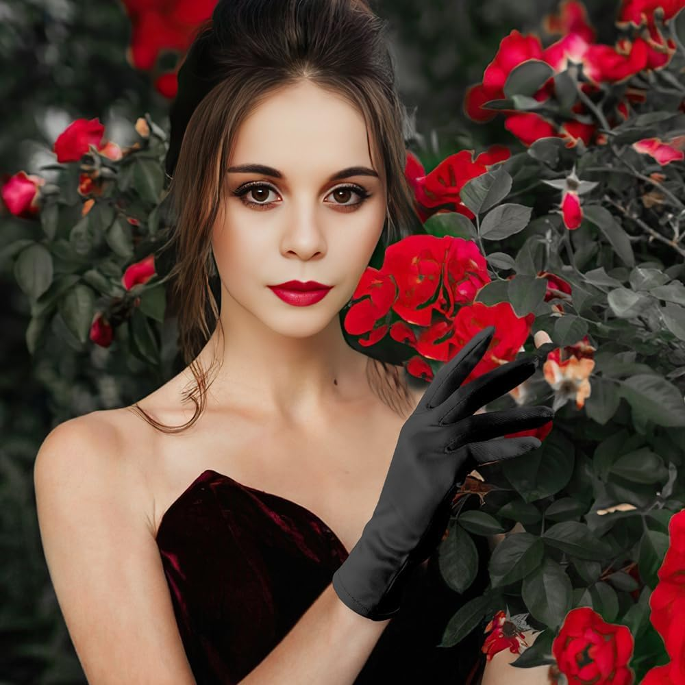 Satin Silk Opera Gloves for Women - Formal Dress Party Wedding Dance Princess Adult Evening Party 1920S,Halloween Opera Cosplay Costume image number 2