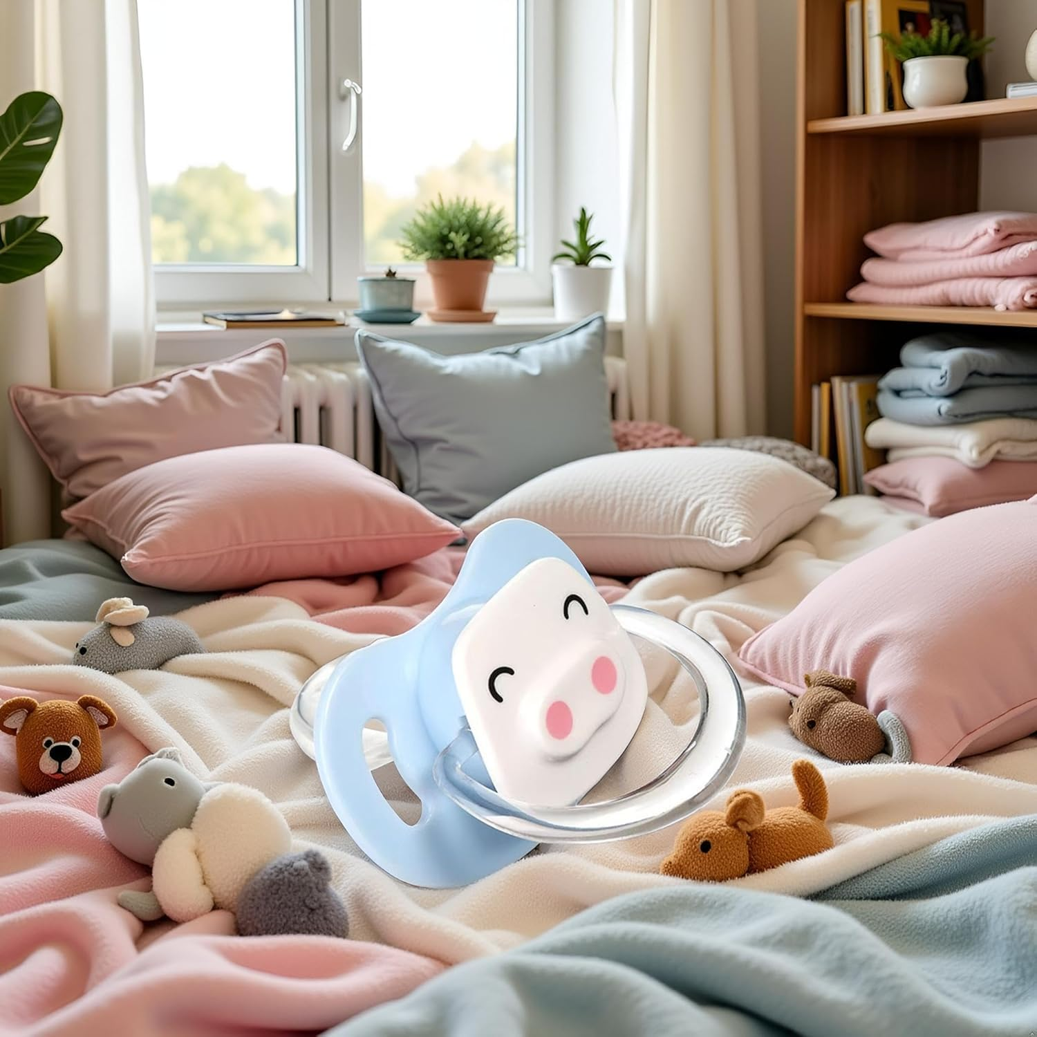 Pet Silicone Calming Pacifier, Dog Pacifiers for Small Dogs, Kitten Pacifiers, Puppy Teething Toys and Cat Chew Toys, Essential Pet Supplies, Puppy Essentials and Kitten Supplies (Blue Pig) image number 6