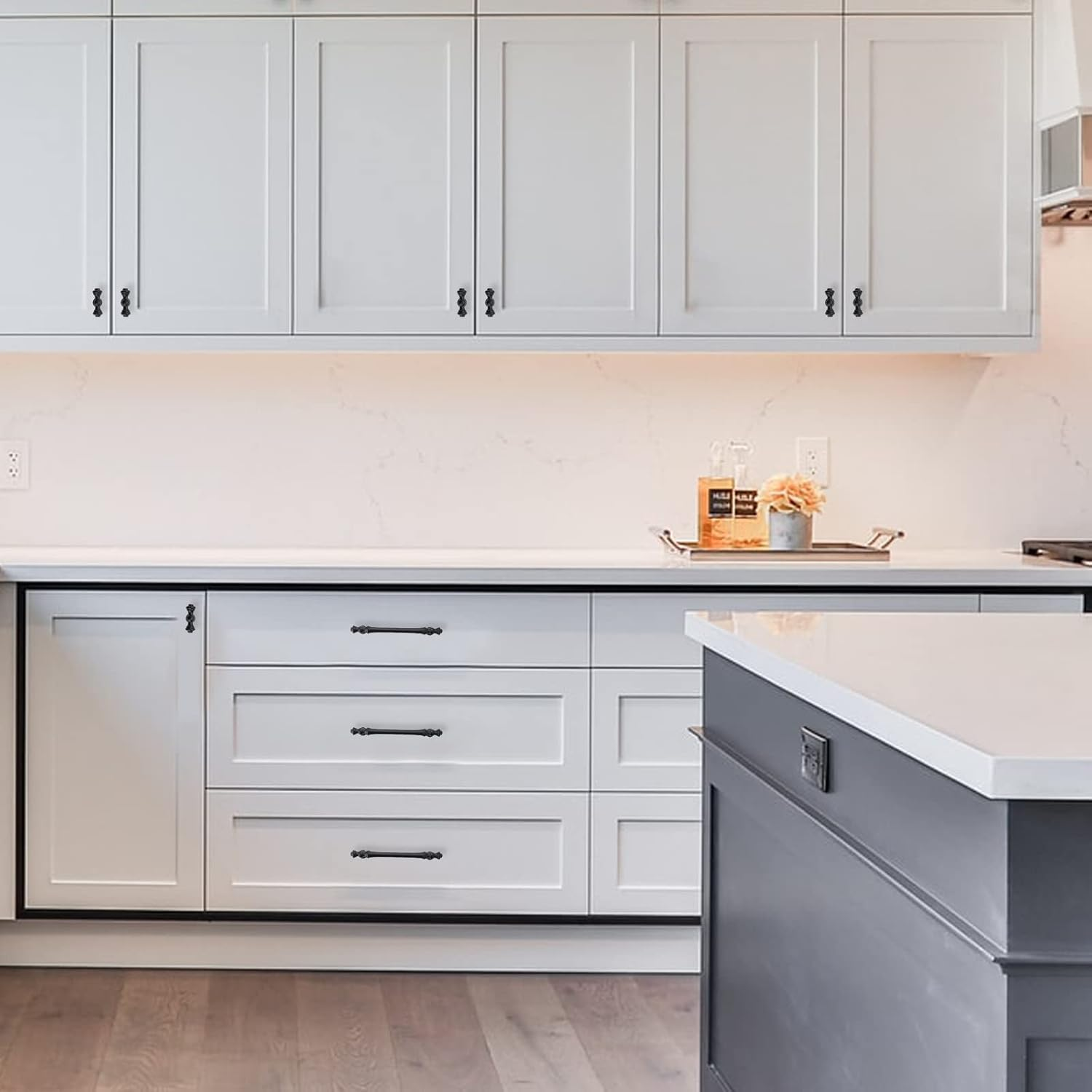 Amerdeco 10 Pack Matte Black Zinc Cabinet Pulls 5 Inch(128Mm) Hole Center Cabinet Hardware Kitchen Cabinet Handles for Bathroom Drawer Pulls Dresser Pulls ZH0014 image number 5