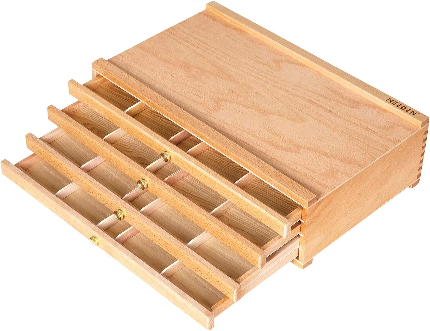 MEEDEN 10-Drawer Artist Supply Storage Box - Large Capacity Multi-Function Beech-Wood Pencil Box with Drawer & Compartments for Organizing Pastels, Pencils, Pens, Markers, Brushes & Stamp image number 3