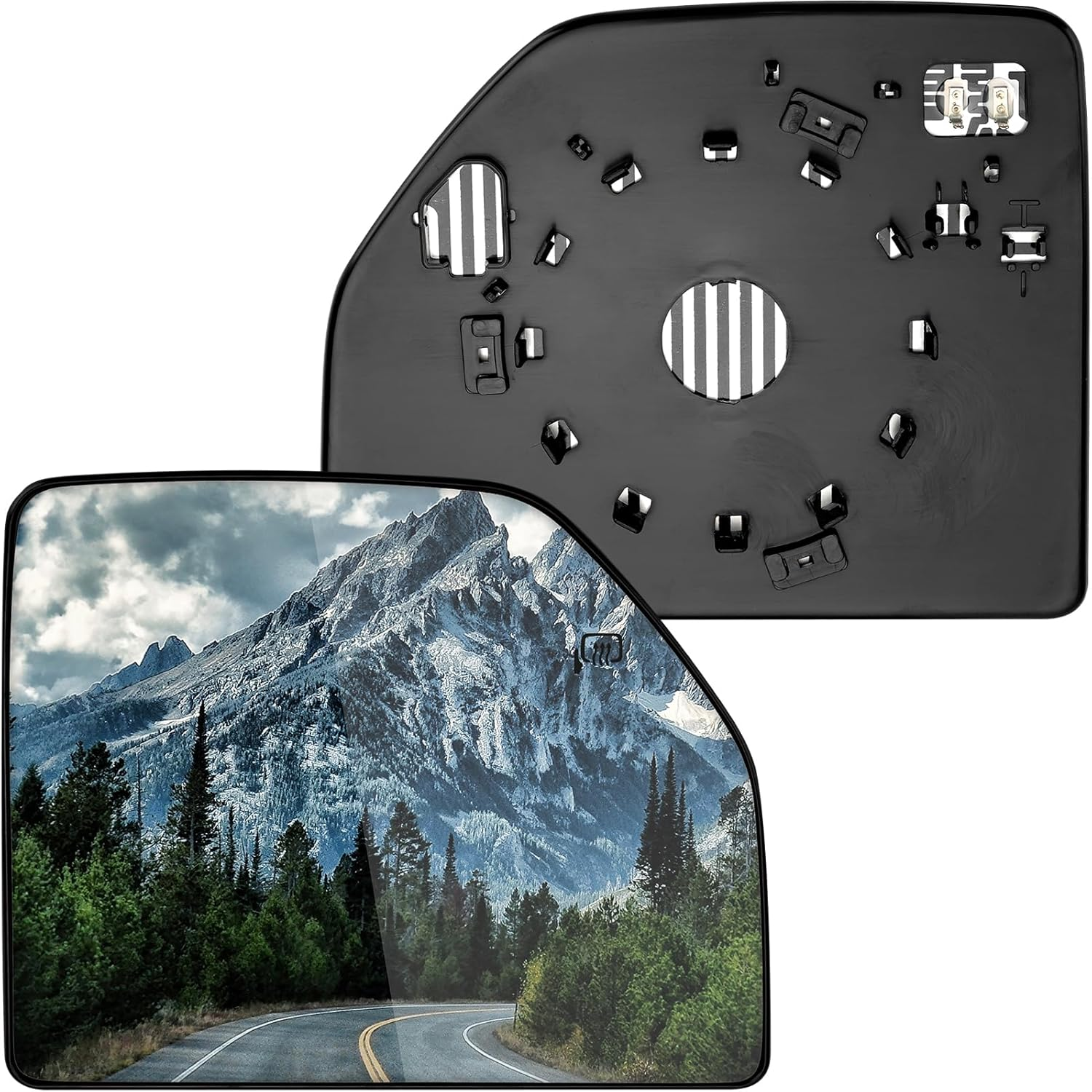 Left Side Mirror Replacement for Ford F150 F250 F350 F450 F550 2015 2016 2017 2018 2019 2020 - Upper Tow Mirror Glass, Left Towing Mirrors Glass with Power Heated image number 1