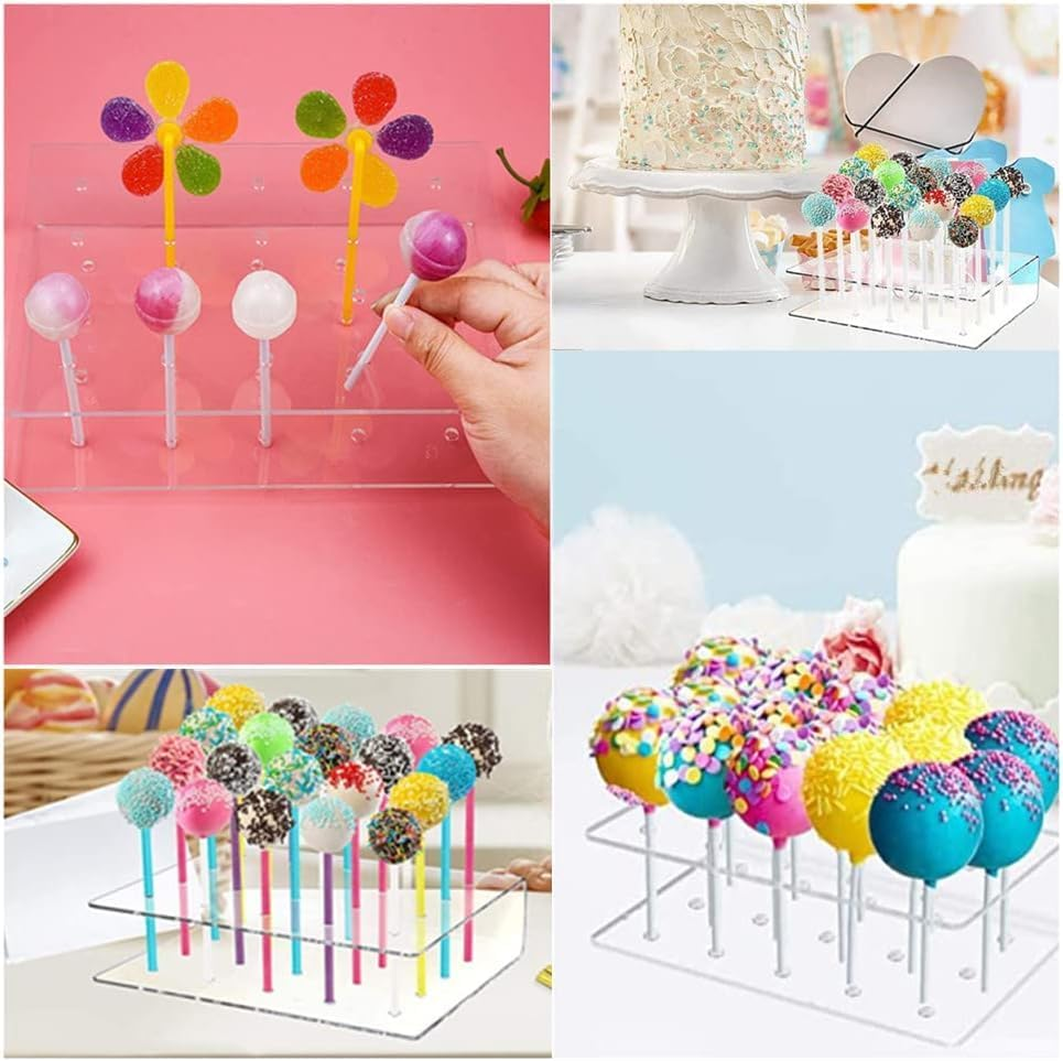 2 Pcs Cake Pop Holder,20Holes Clear Cake Pop Stands Dessert Table Display Set, for Wedding Baby Shower Birthday Partypractical and Fashion Christmas Deco image number 6