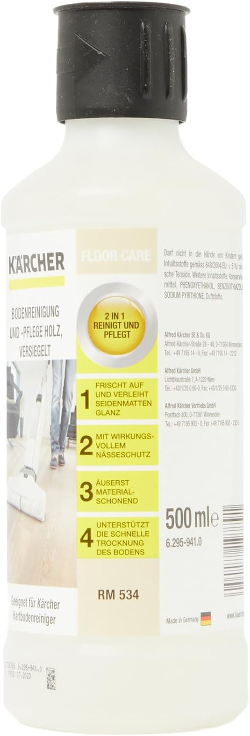 K&auml;rcher 62959410 Sealed Wood Floor Cleaning Detergent for Hard Floor Cleaners image number 4