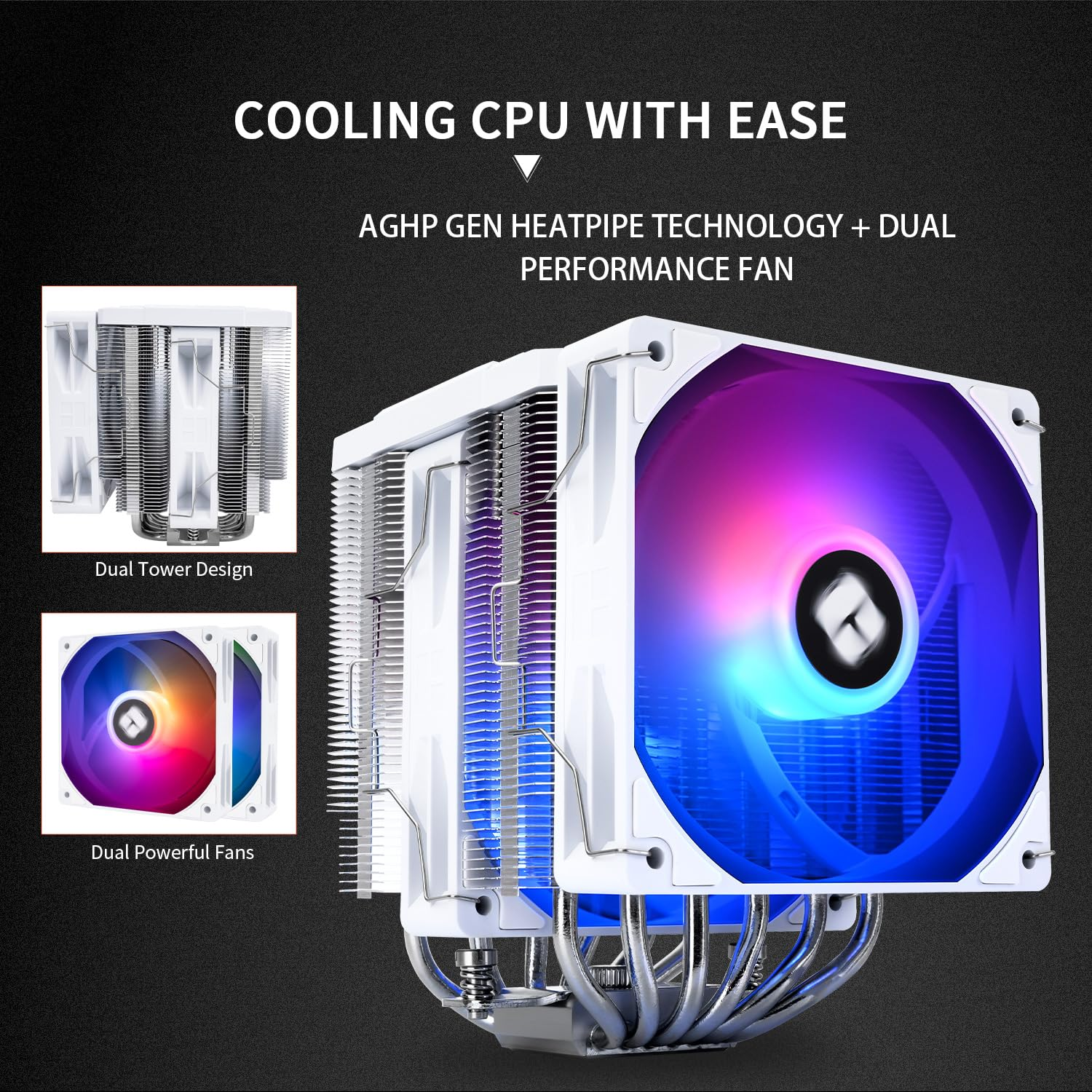 Thermalright Peerless Assassin 120 Digital ARGB White CPU Cooler, Double 120Mm PWM Fans with 1850RPM Speed, Support Intel Lga1700/1851/115X,Amd:Am4/Am5,Computer CPU Cooling,Digital Screen Top Cover image number 1