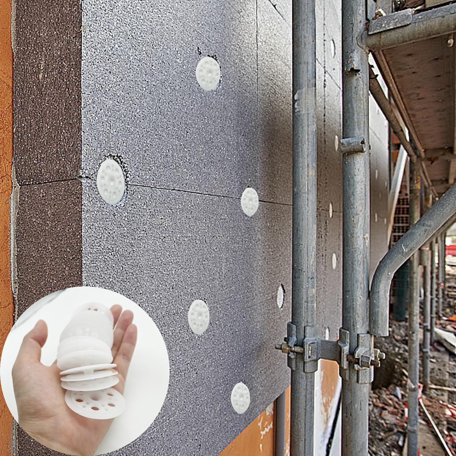 100 Pcs Plastic Washers, Load Spreading Polypropylene Washers for Fixing and Supporting Rigid Foam Insulation Foam Board Load Spreading for Screws Nail, Remove It Easily, Insulation (45 Mm) image number 2