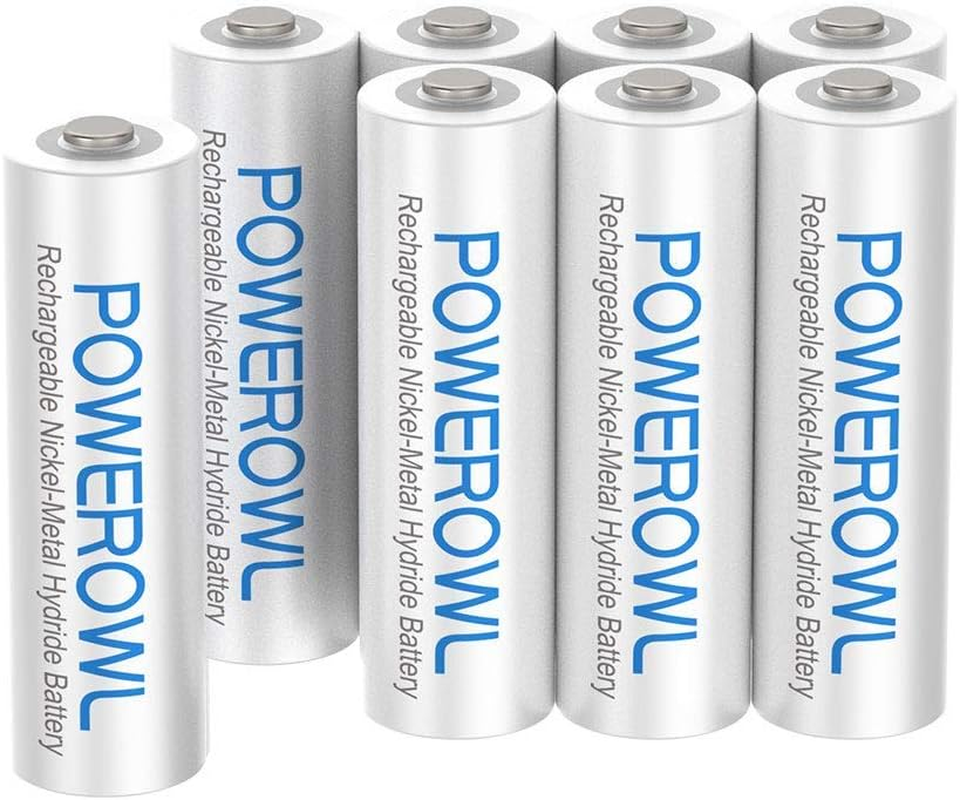 POWEROWL AAA Rechargeable Batteries, High Capacity Rechargeable AAA Batteries 1000Mah 1.2V Nimh Low Self Discharge (Pack of 8)
