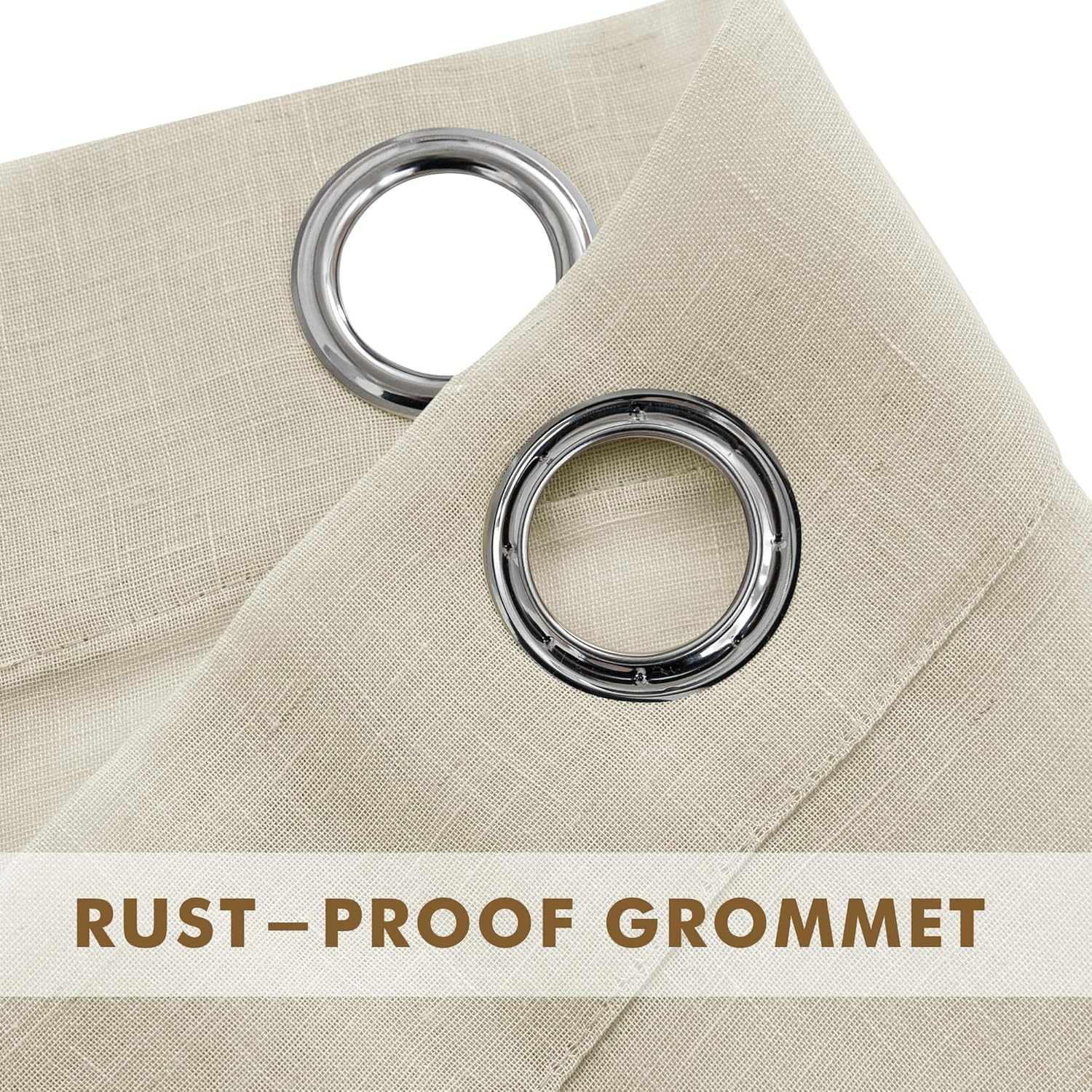 Holidayideas 4 Panels Outdoor Curtains for Patio-Natural Linen Semi Sheer Curtains for Patio Waterproof, Privacy Sun Light Indoor outside Drapes for Gazebo, Pergola, Balcony, Pool, Backyard 54X95 Inch image number 2