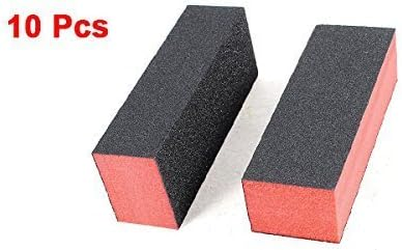 Onwon 10 PCS Sanding Buffing Nail Polisher 4 Way Polish Buffer Buffing Block Nail Files Art Pedicure Manicure File(Black Red) image number 3