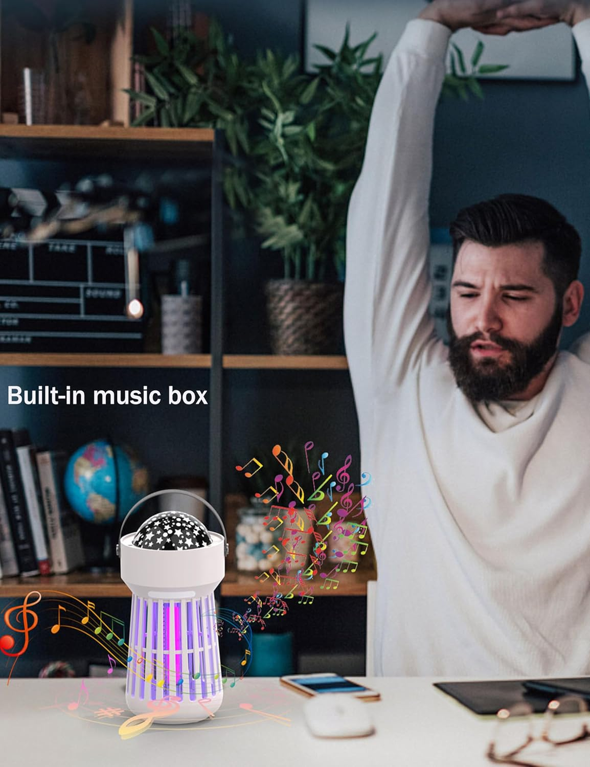 Bug Zapper Outdoor & Indoor, Rechargeable Mosquito Zapper with Projector, Portable Fly Zapper Killer, Electric Insect Zapper for Home, Kitchen, Backyard, Camping, Patio image number 5