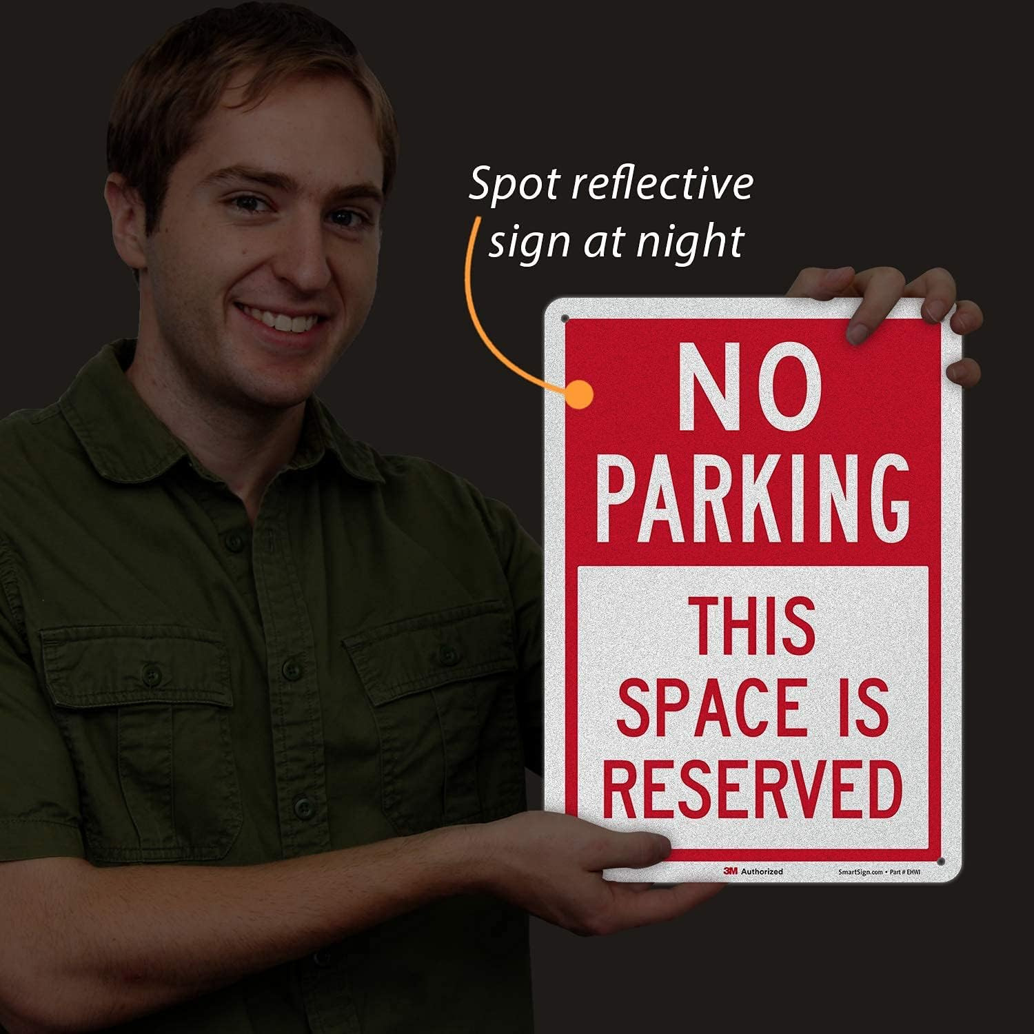 Smartsign &ldquo;No Parking - This Space Is Reserved&rdquo; Sign | 10" X 14" Engineer Grade Reflective Aluminum image number 3
