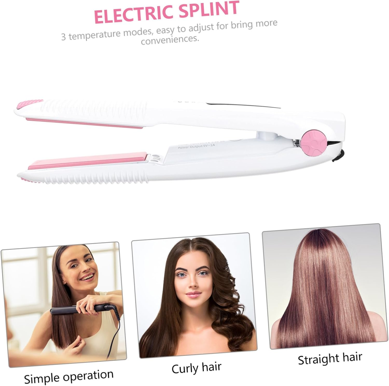 HEALEEP Travel Cordless Hair Curler and Straightener USB Rechargeable with Temperature for Women and Men Portable Mini Hair Styling Tool image number 6