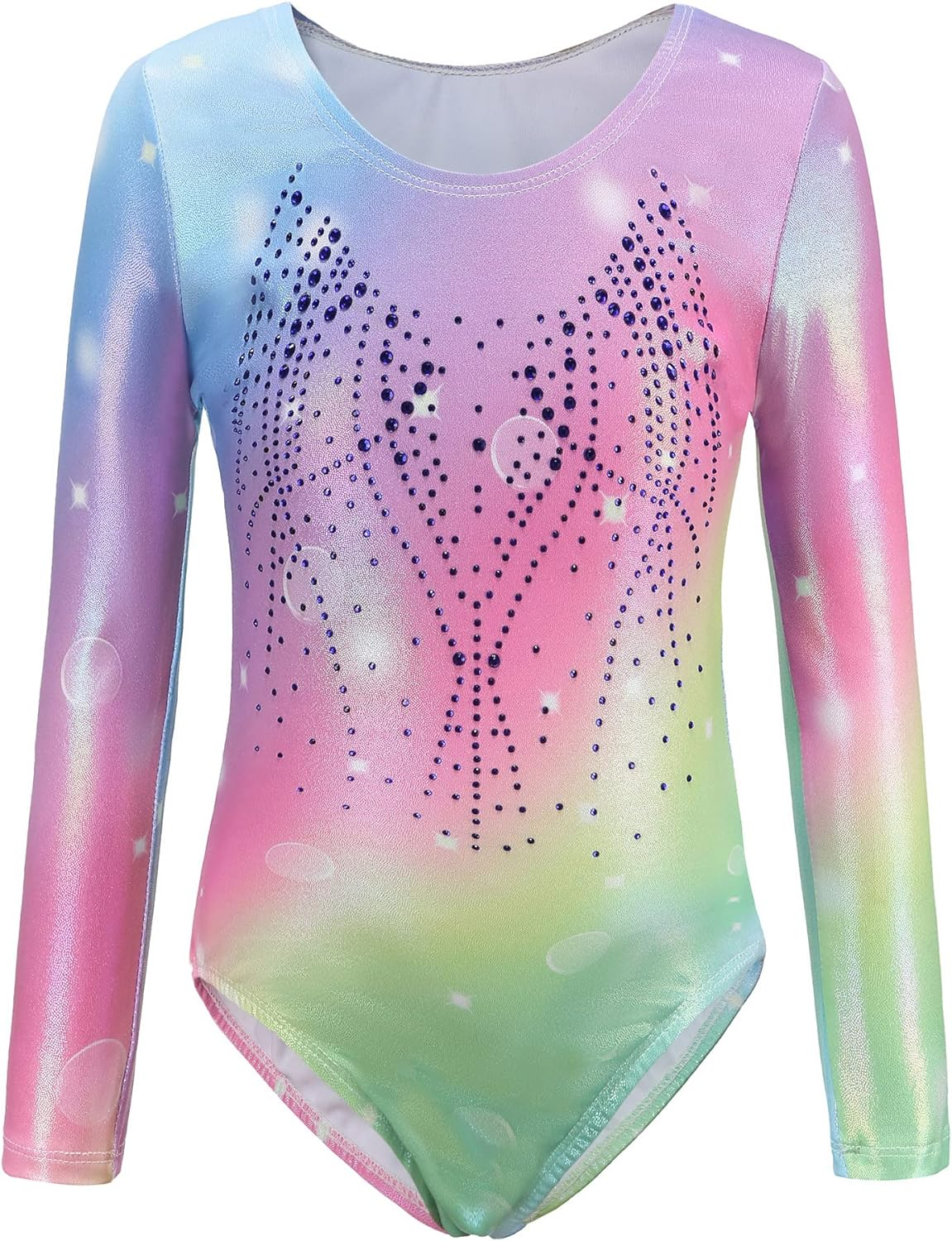 KEOYA Gymnastics Leotards for Girls Gradient Color Sparkle Dance Leotard Sleeveless Dancewear Athletic Ballet Leotards Kids