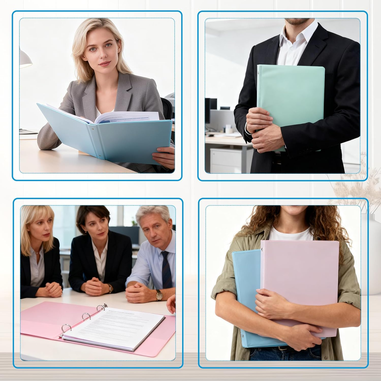 PUREZON 4 Pack 1 Inch 3 Ring Binders,Clear View Cover with 2 inside Pockets, Fits 8.5" X 11" Letter Size,Holds 200 Sheets,Clear View Binder for School,Home,Office Supplies (4 Pastel Colors) image number 3