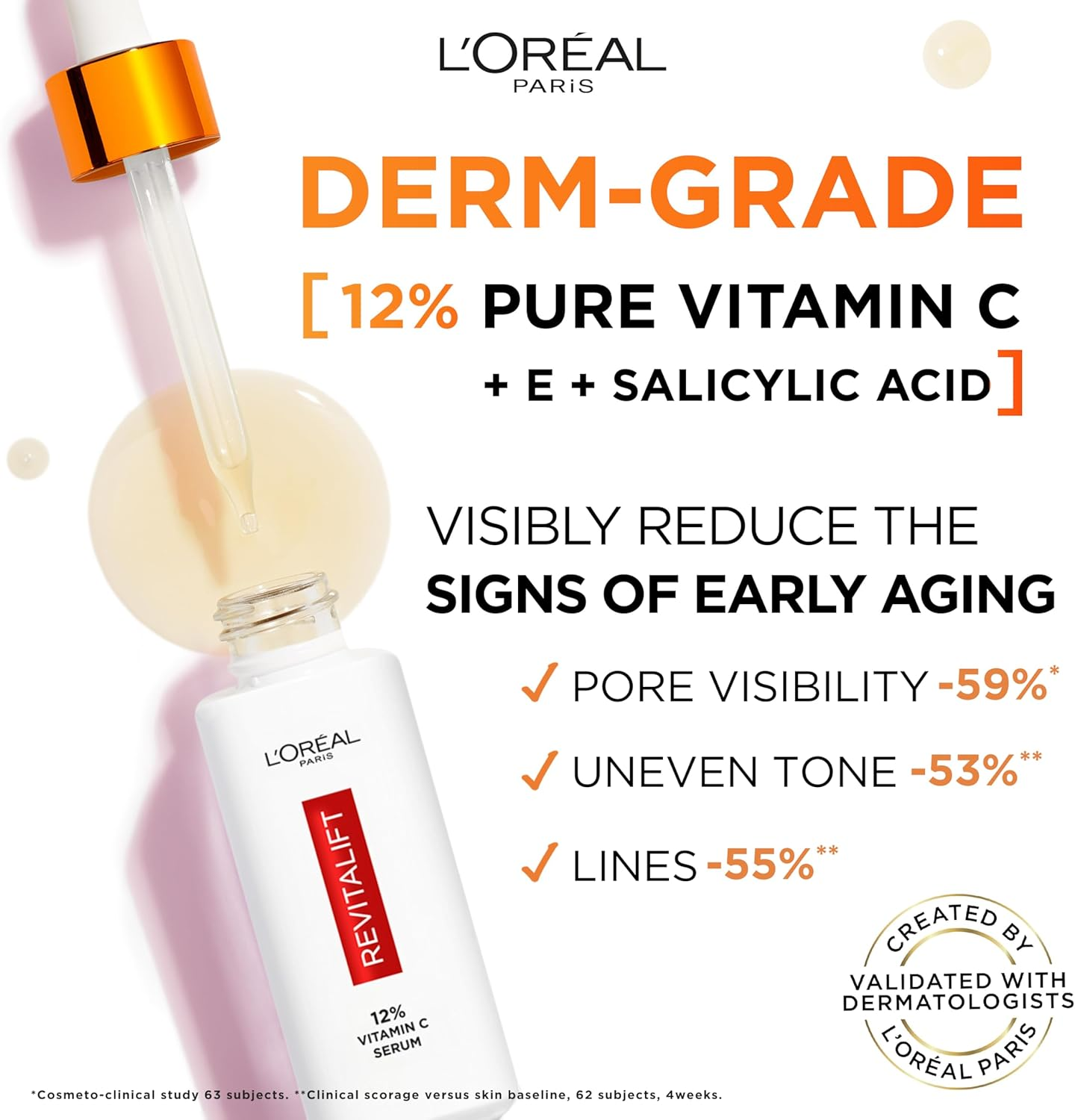 L&rsquo;Or&eacute;al Paris Brightening 12% Pure Vitamin C Bon Bon with Revitalift Pure Vitamin C Serum and Bri