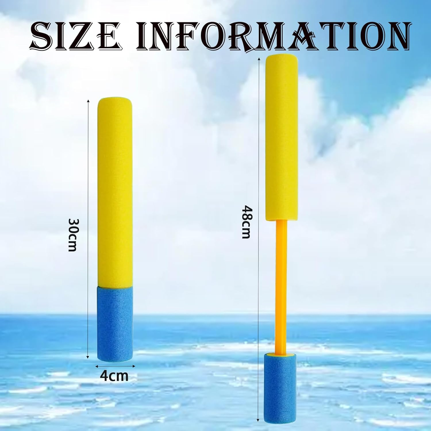 4Pcs 30Cm Water Blaster Foam for Kids Adults, Water Gun Toy Squirt Gun Summer Outdoor Pool Play, Water Pistols for Beach Garden