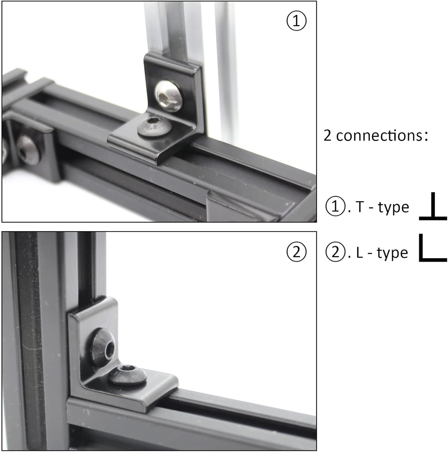 BLCCLOY 20Pcs 2020 Aluminum Extrusion T Slot Corner Bracket 20 Series Extruded Hardware L Connector with M5 Nuts Bolts for 20/20 20Mm T V Slot Black Aluminum Profile Rail Accessories image number 1