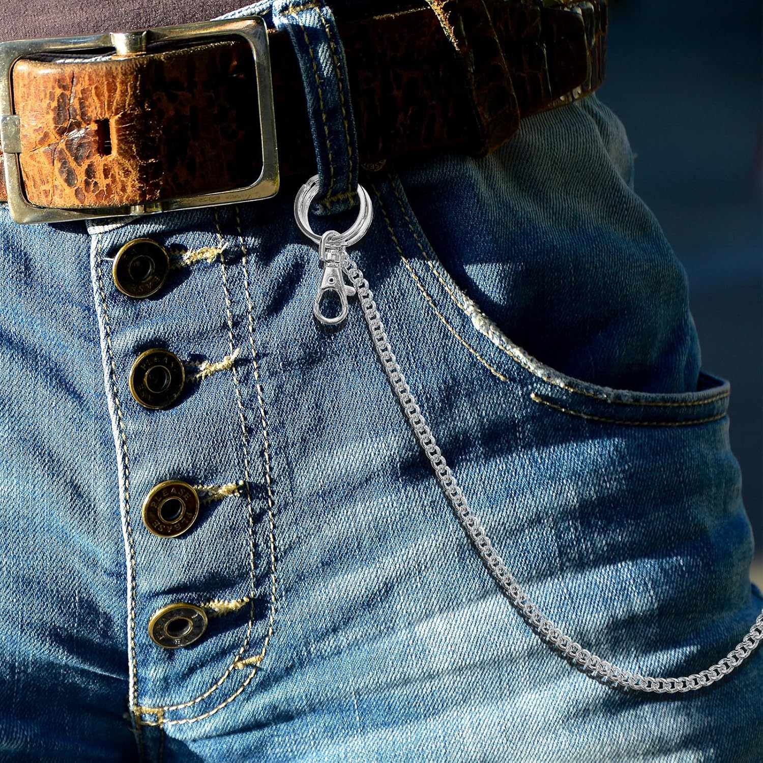 HEALEEP Metal Pants Chain Long Decorative Jeans Chain for Men Trousers Wallet Keychain Safety Accessory with Fine Craftsmanship for Casual and Formal Wear image number 5
