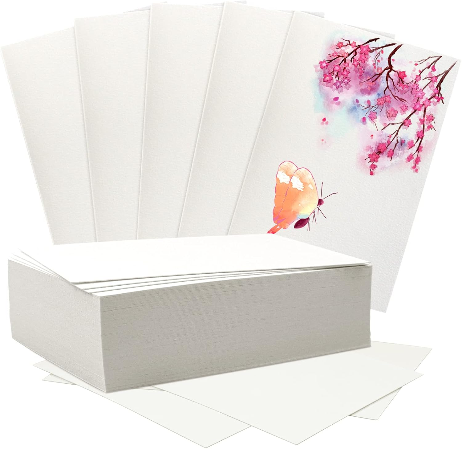 Fyess 120Pcs 100% Rag Cotton White Watercolor Paper 140Lb Heavyweight Paper Watercolor Paper Cards Cold Press Paper Bulk Watercolor Drawing Student Artist for Kids,5 X 7 Inch image number 4
