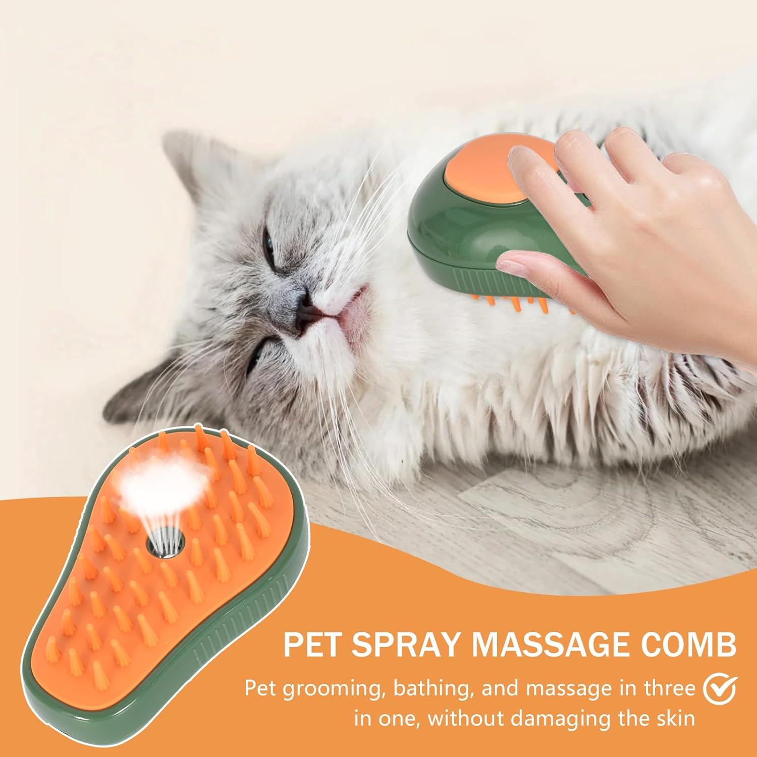 Dog Brush, Cat Brush, Pet Brush, Short Hair, Long Hair, Green image number 1